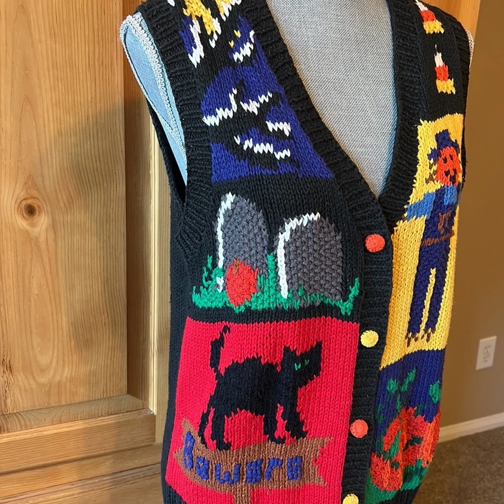 Karen Scott Vintage Knit Halloween Vest PM - Picture 2 of 5